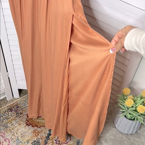 INDAH l Revolve Anjeli Maxi Dress Namibia Side Slits Drop Neck Open Back NWT L - Picture 7 of 15